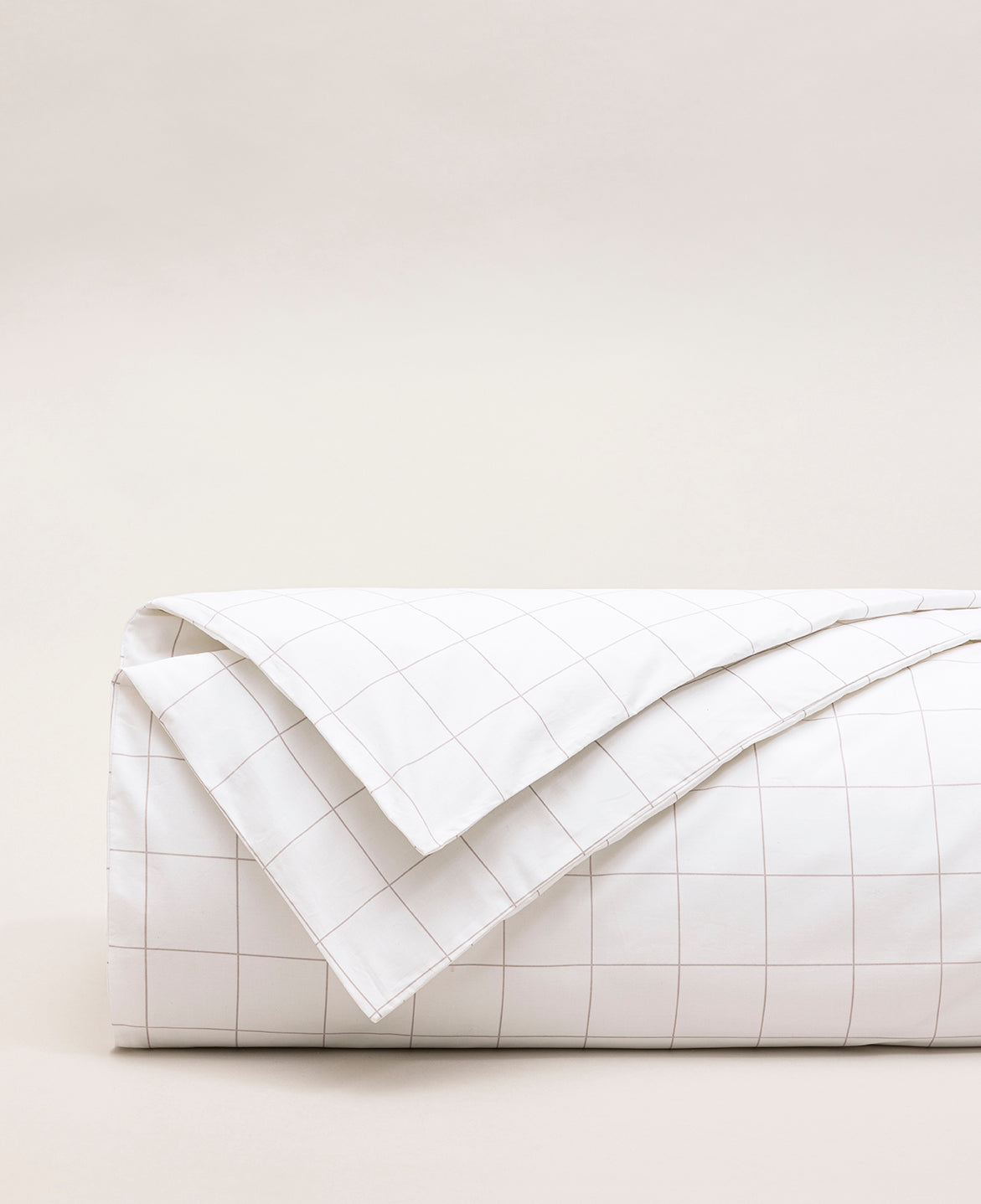 Housse de couette percale imprimée Carreaux greige