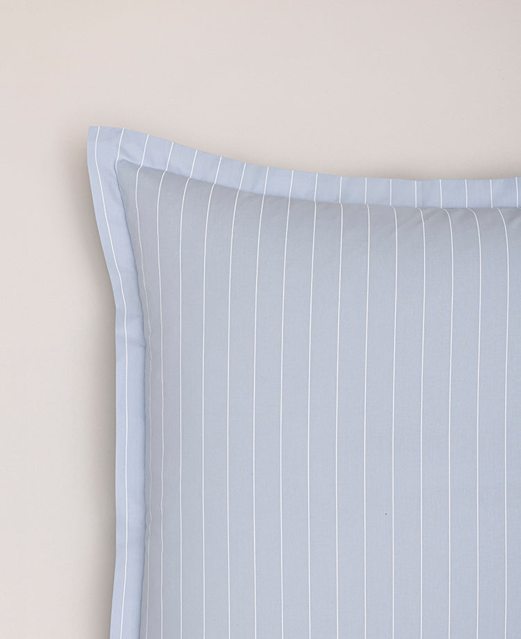 Set de 2 taies d'oreiller percale imprimé Bleu azur rayé