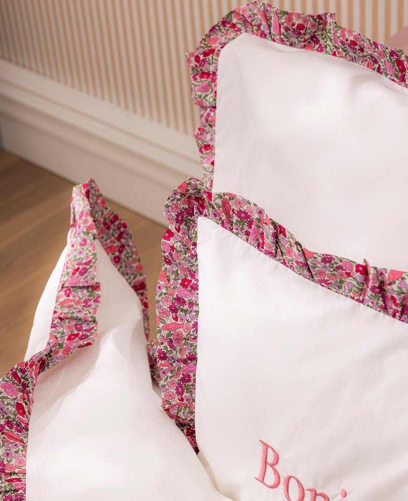 Taie d'oreiller percale enfant liberty Fleuri rose