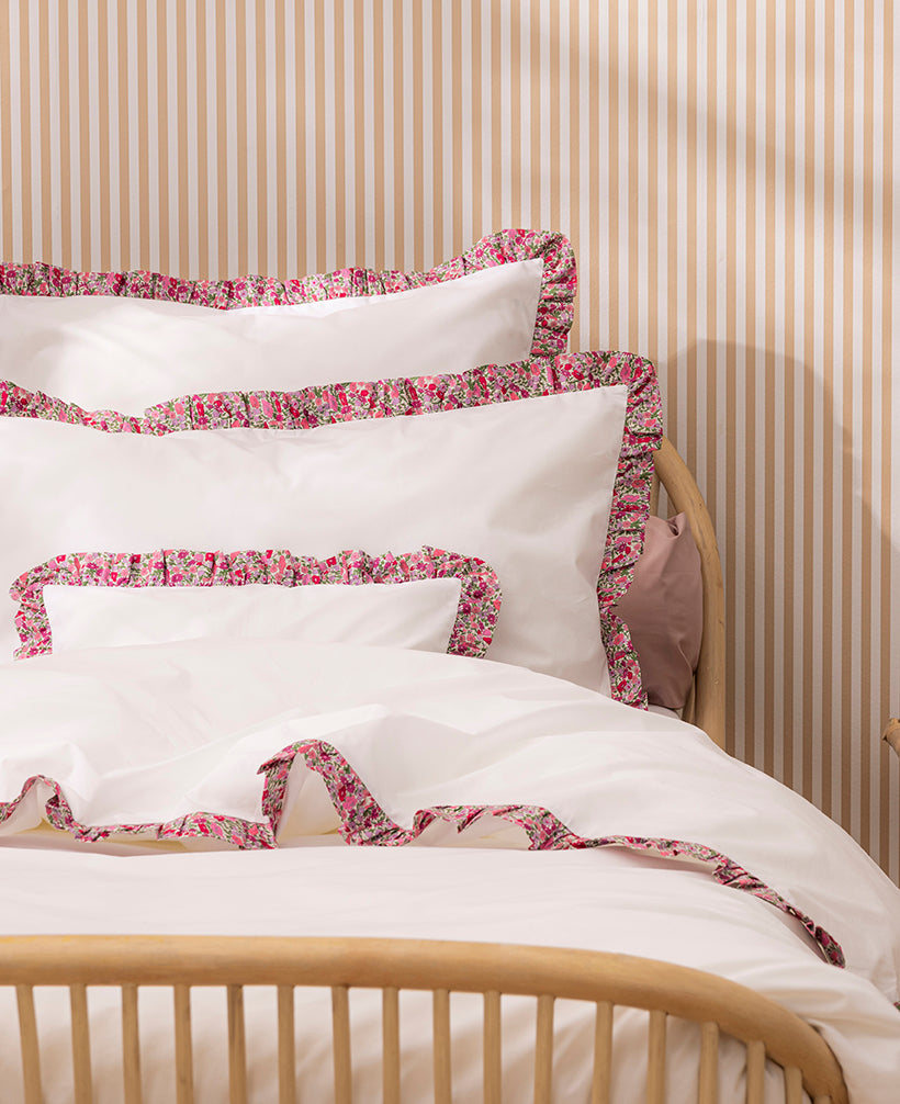 Parure de lit percale enfant liberty Fleuri rose