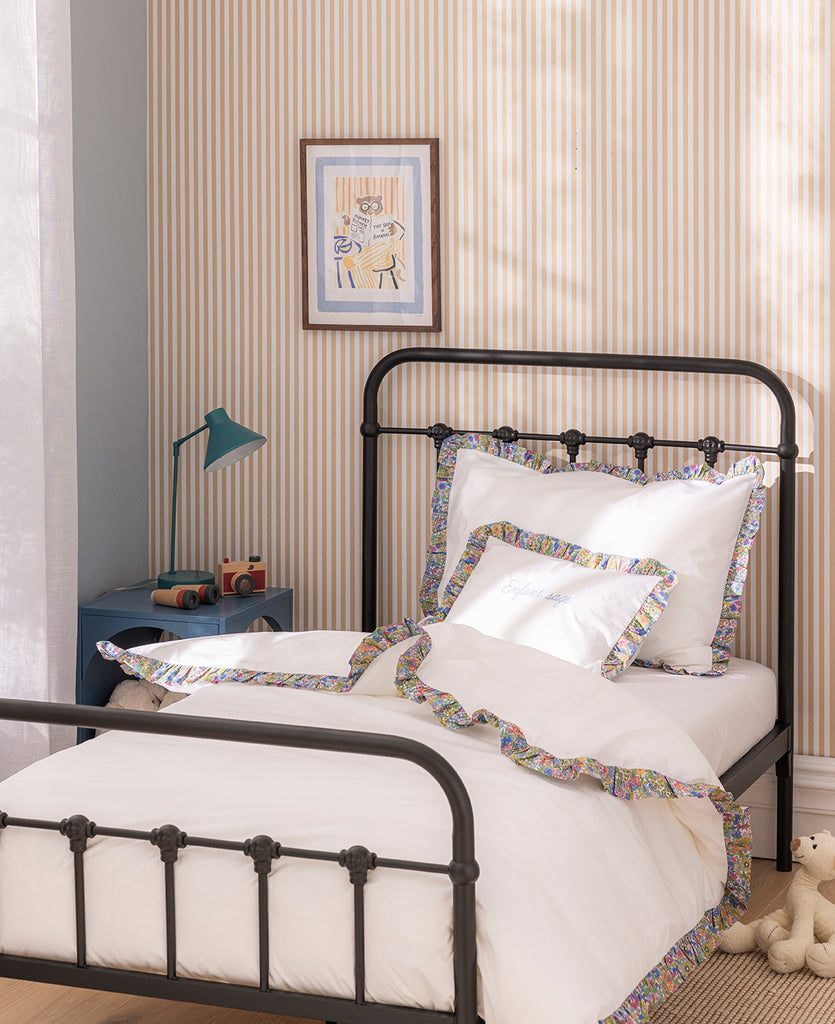 Parure de lit percale enfant liberty Fleuri bleu