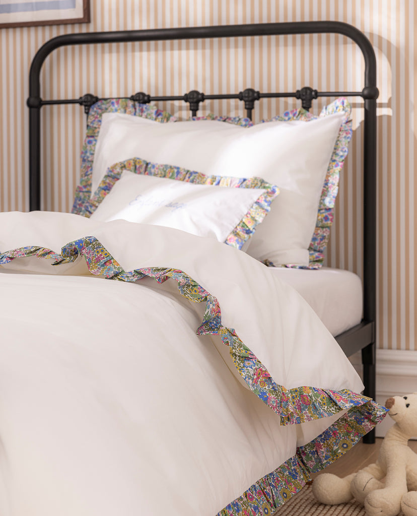 Taie d'oreiller percale enfant liberty Fleuri bleu